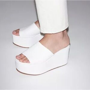 Mansur Gavriel White Platform Slides wedges NWOT Euro 41 size